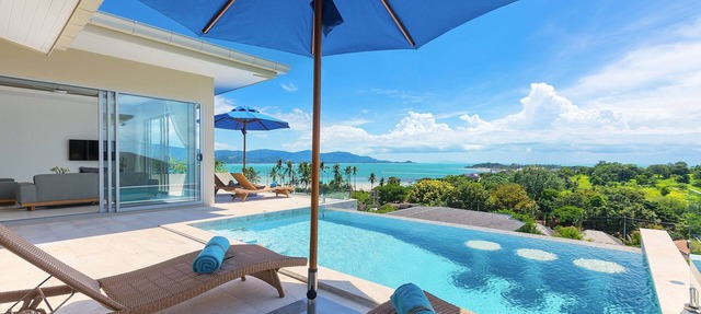 3 BED/4 BATH SINGLE-LEVEL BEACHSIDE, SEE- and MOUNTAIN VIEWS VILLA 'BB2' in Koh Samui