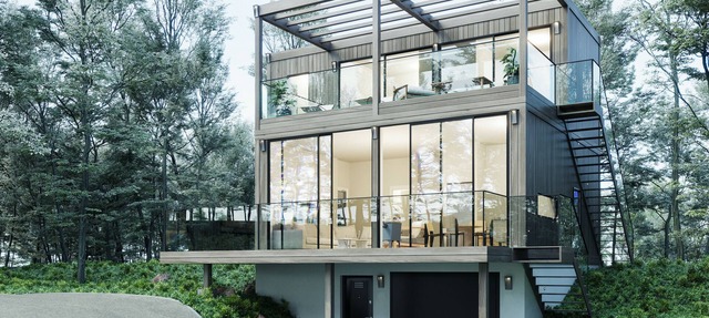 New modern luxury ski out cabin walking distance to the chairlift in Saint-Donat in Saint-Donat-de-Montcalm